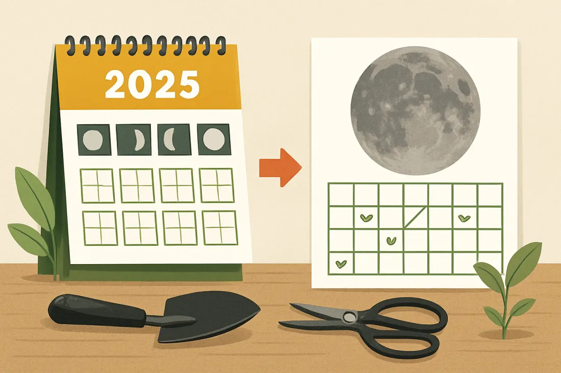 Holdnaptár kertészkedés 2025: lehetőségek vizuális összehasonlítása