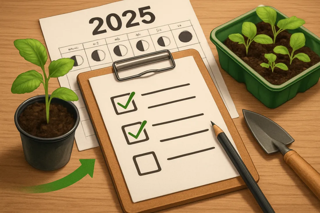 Holdnaptár zöldségpalánták 2025: gyakorlati ellenőrzőlista a következő lépés előtt