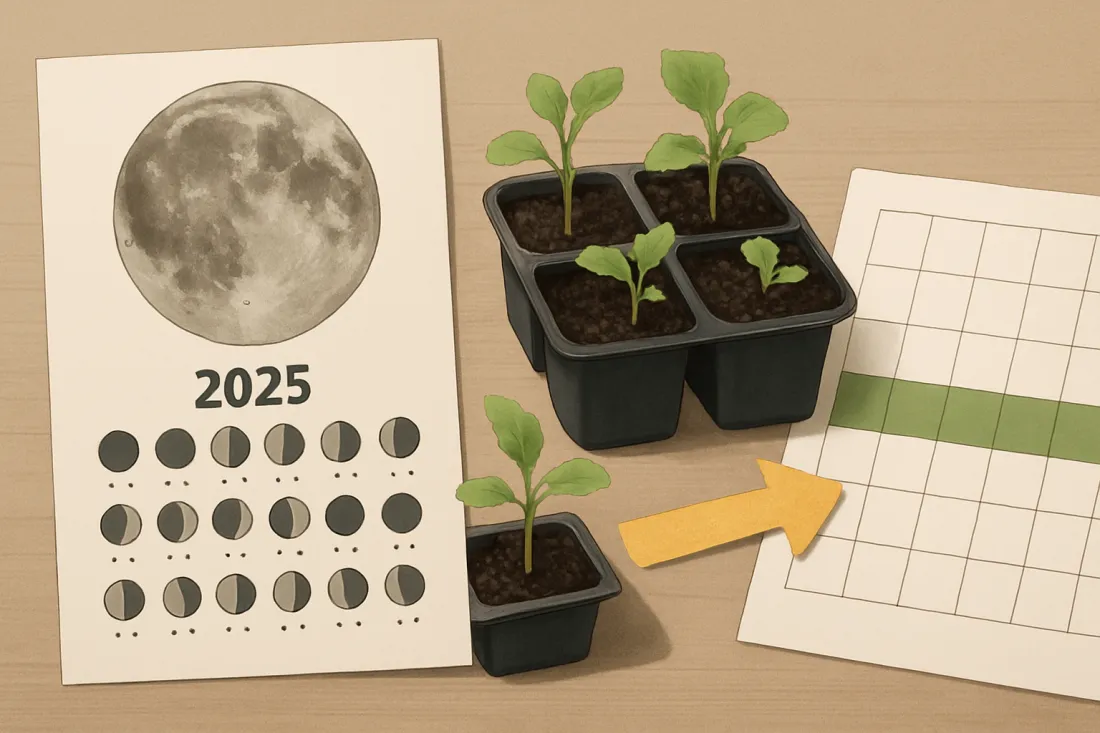 Holdnaptár zöldségpalánták 2025: lehetőségek vizuális összehasonlítása